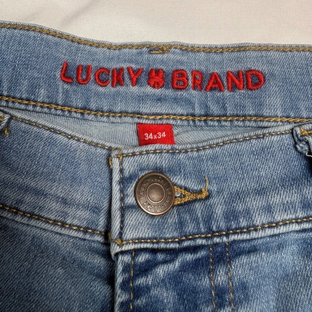 Lucky Brand 410 Athletic Straight Jeans Mens 34x34 Light Blue Good Stretch Denim - Picture 8 of 9